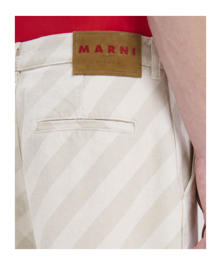 Marni Men Beige Striped Denim Jeans In White