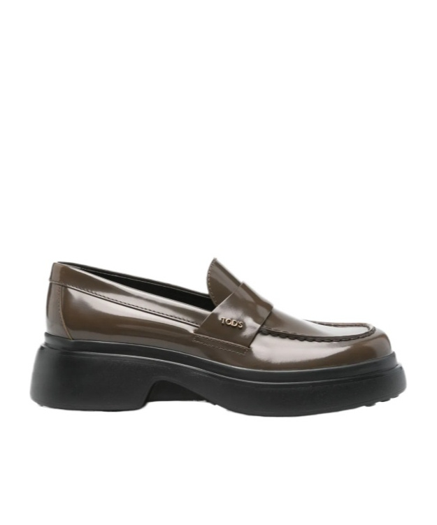 Tod's Leather Platform Loafers In Brown