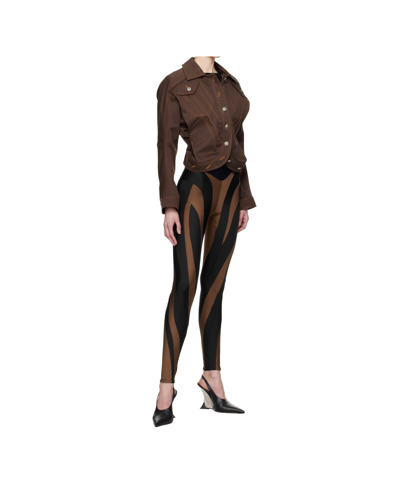 Mugler Elastic Printed Leggings In Black