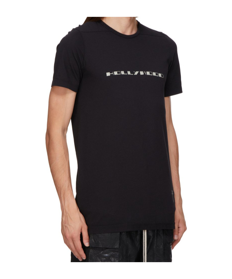 Rick Owens Drkshdw Level T-shirt With Asymmetric Hem And Graphic Print In Black