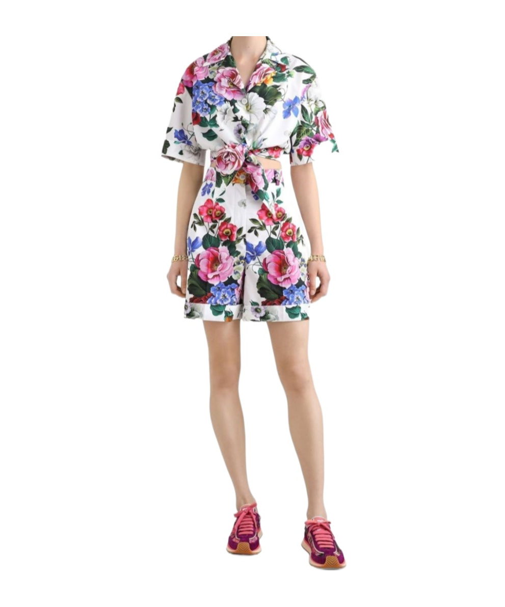 Dolce & Gabbana Multicolor Bermuda Shorts With All-over Floral Pattern Print In Cotton Woman In Multicolor