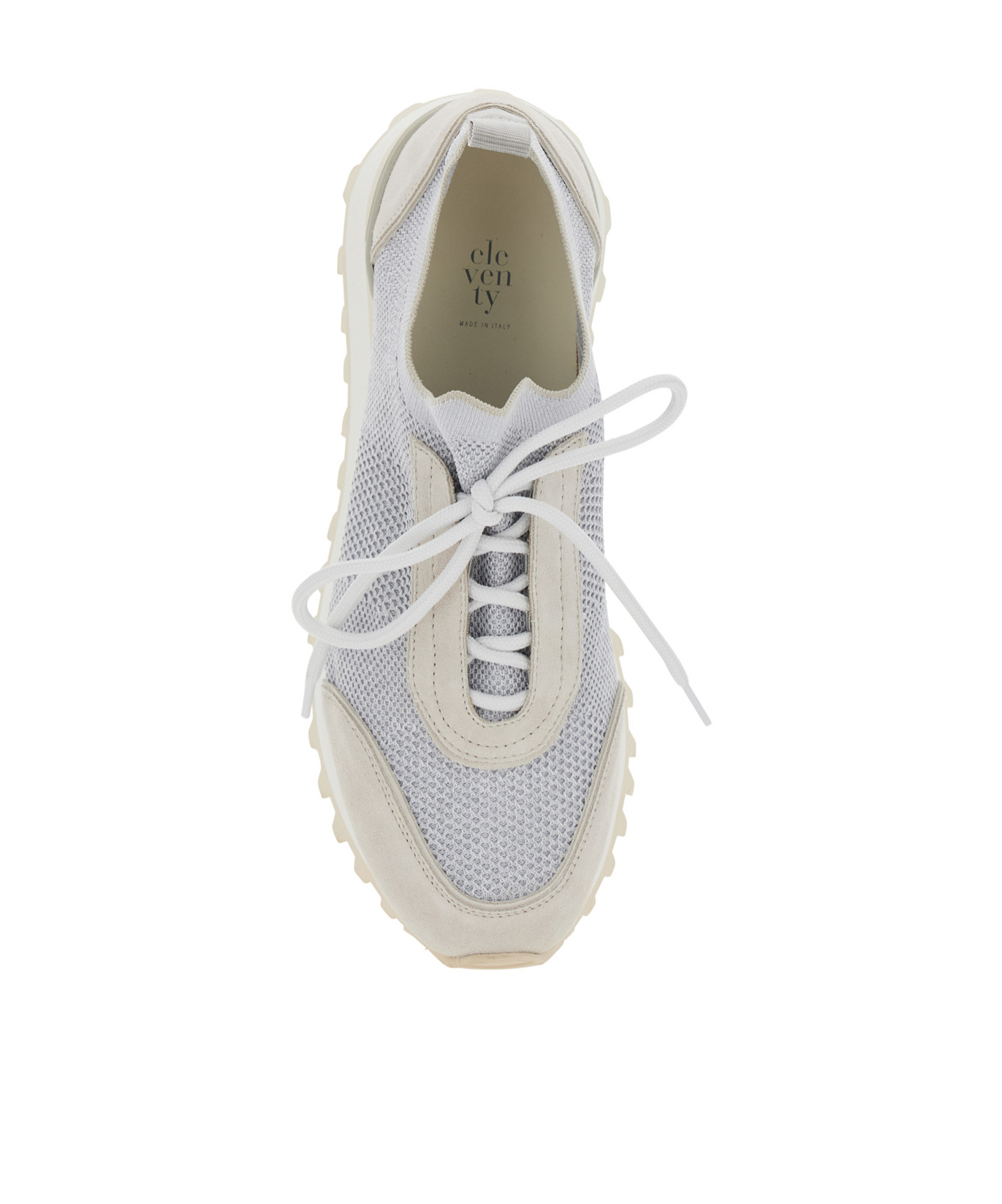 Eleventy Grey Sneakers With Knitted Upper And Chunky Sole In White
