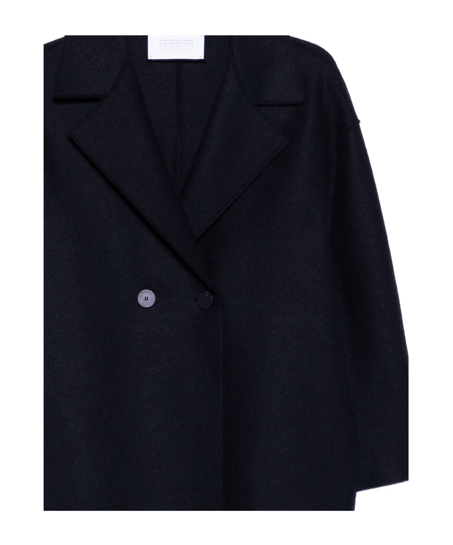 Harris Wharf London Black Wool Double-breasted Coat In Blue