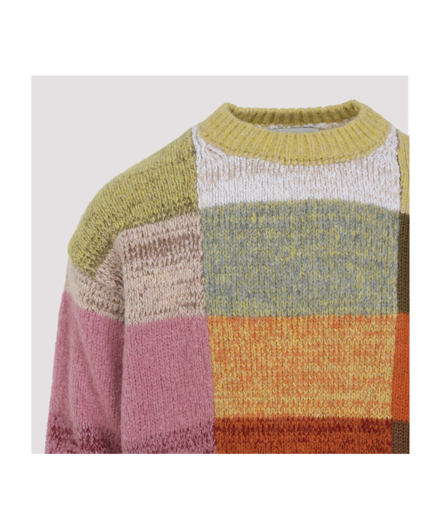 Dries Van Noten Marti Crew Neck Knite With Check Motif Knitwear Multicolor In Multi