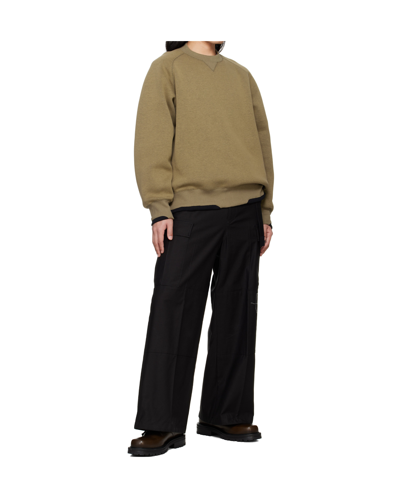 Sacai Crew Neck Sweatshirt In Brown