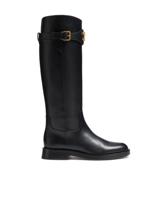 Valentino Garavani Vlogo Signature Calfskin Boot 30mm Woman Black 38.5 In Black