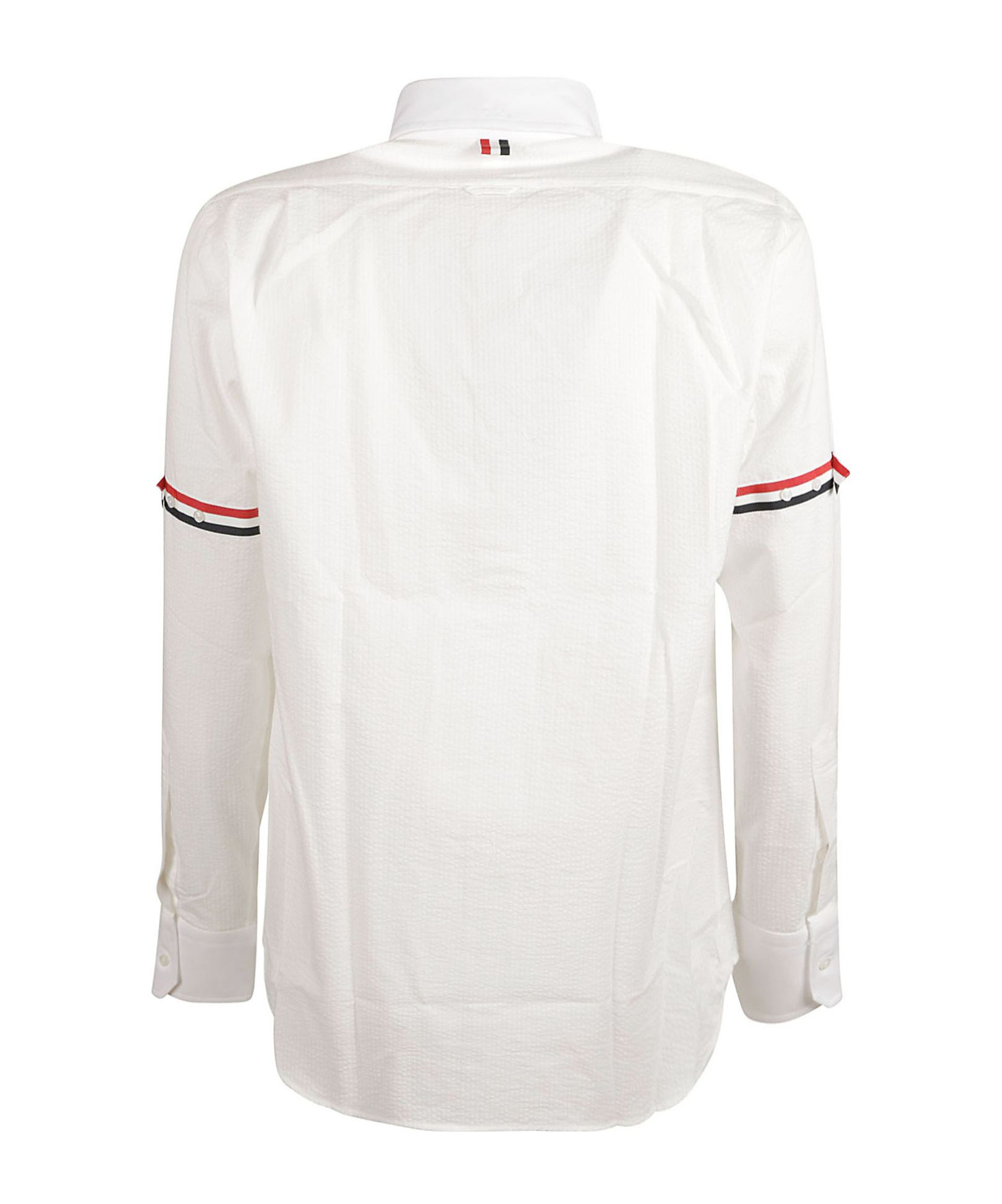 Thom Browne Long-sleeve Cotton Shirt With Striped Accents In Multi