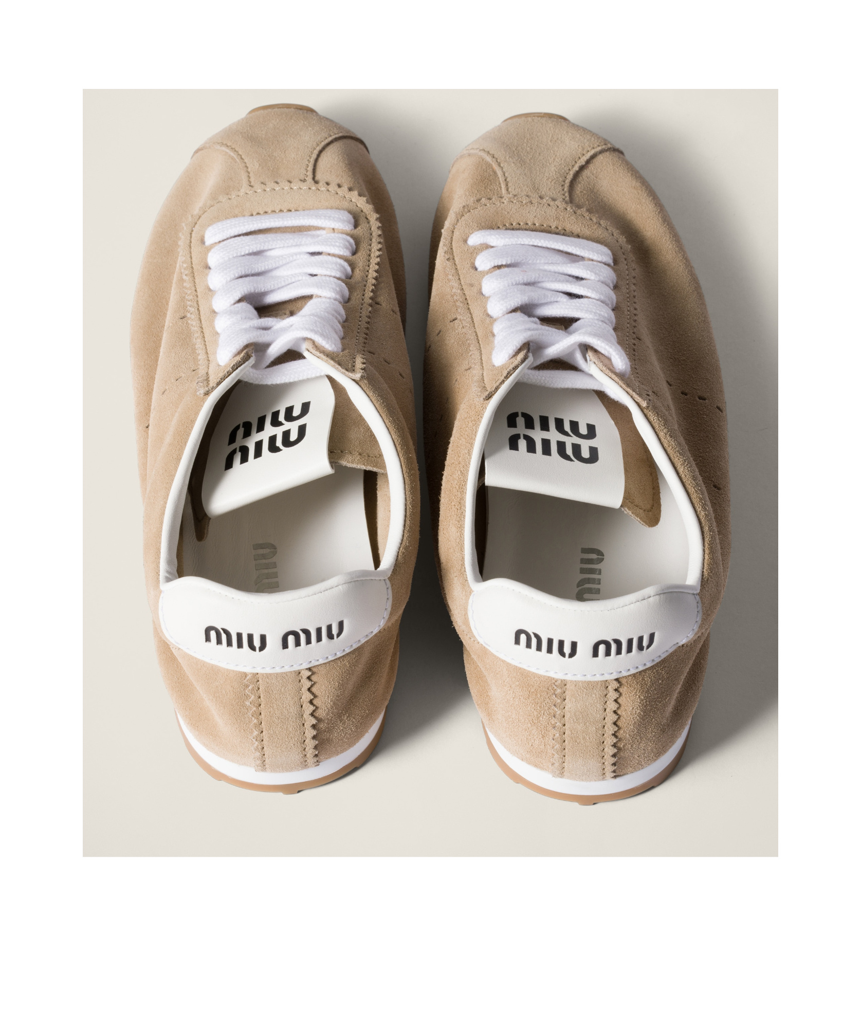 Shop Miu Miu Plume Suede Sneakers In Nude