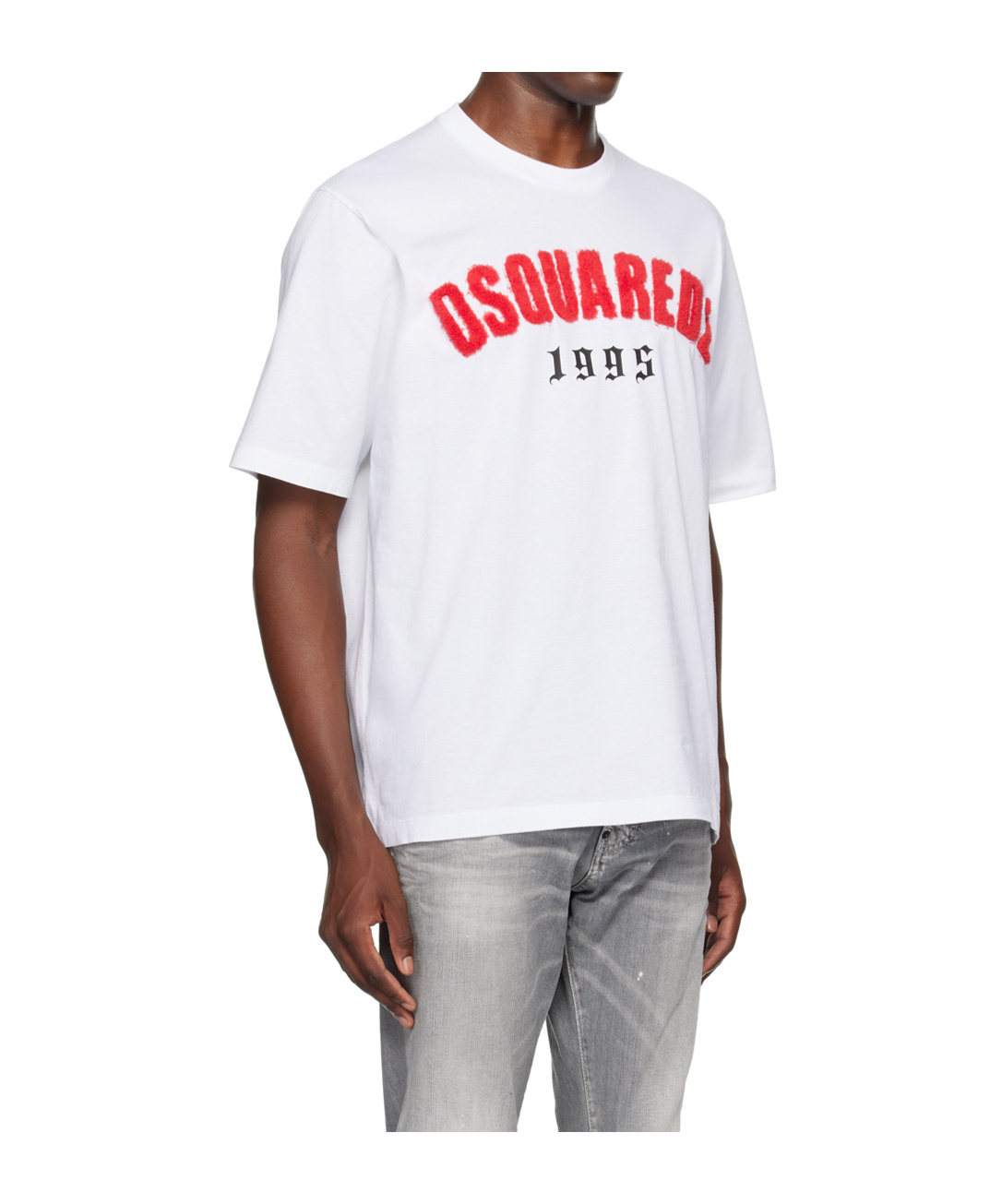 Dsquared2 Crew Neck D2 Sherpa T-shirt With Logo Patch In White