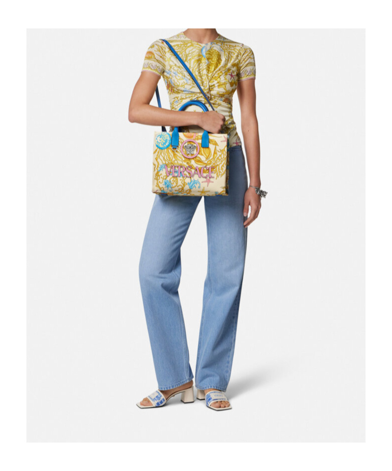 Versace Underwater Barocco Canvas Tote Bag