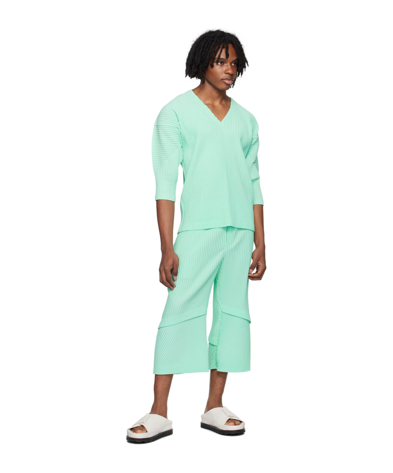 ISSEY MIYAKE HORN SHAPED PLEATED CASUAL PANTS