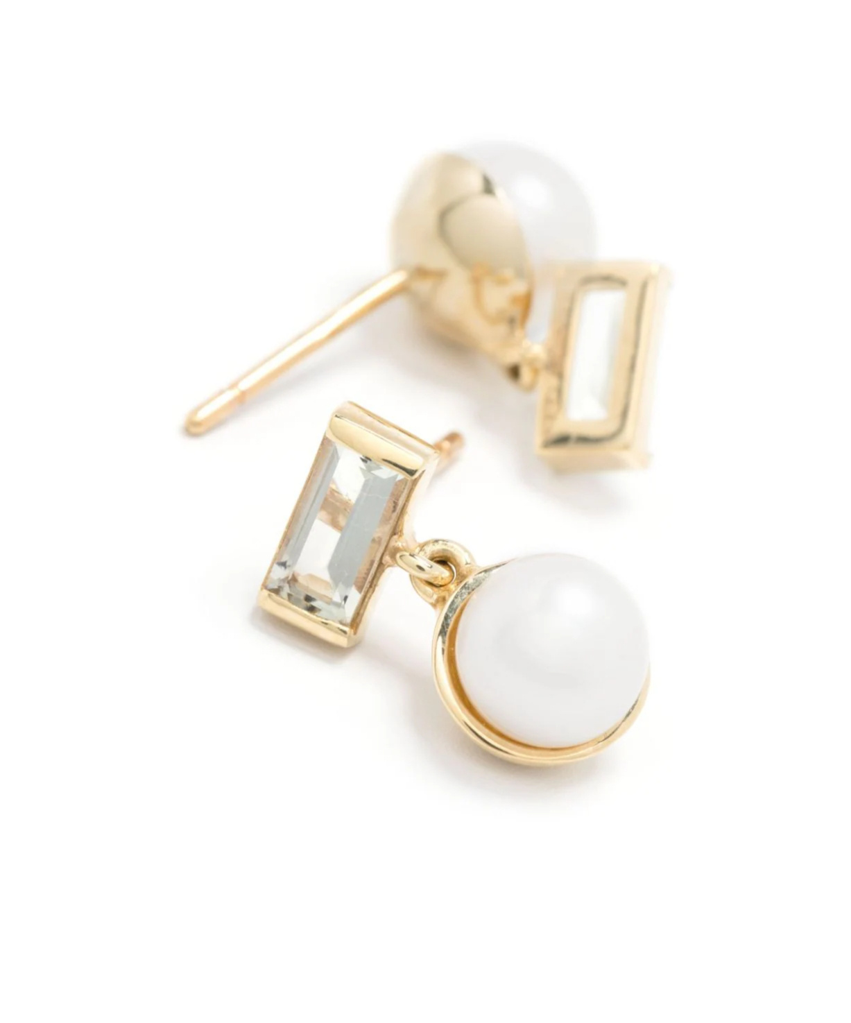 Aliita 9kt Yellow Gold Perla Baguette Pearl And Amethyst Earrings In White