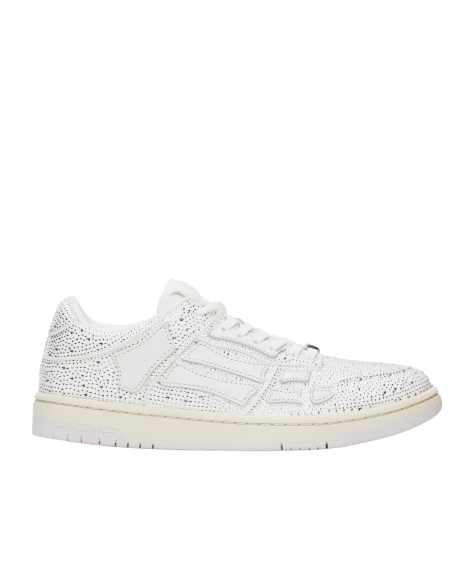 Amiri Two-tone Leather Skel Sneakers With Textured Finish In White