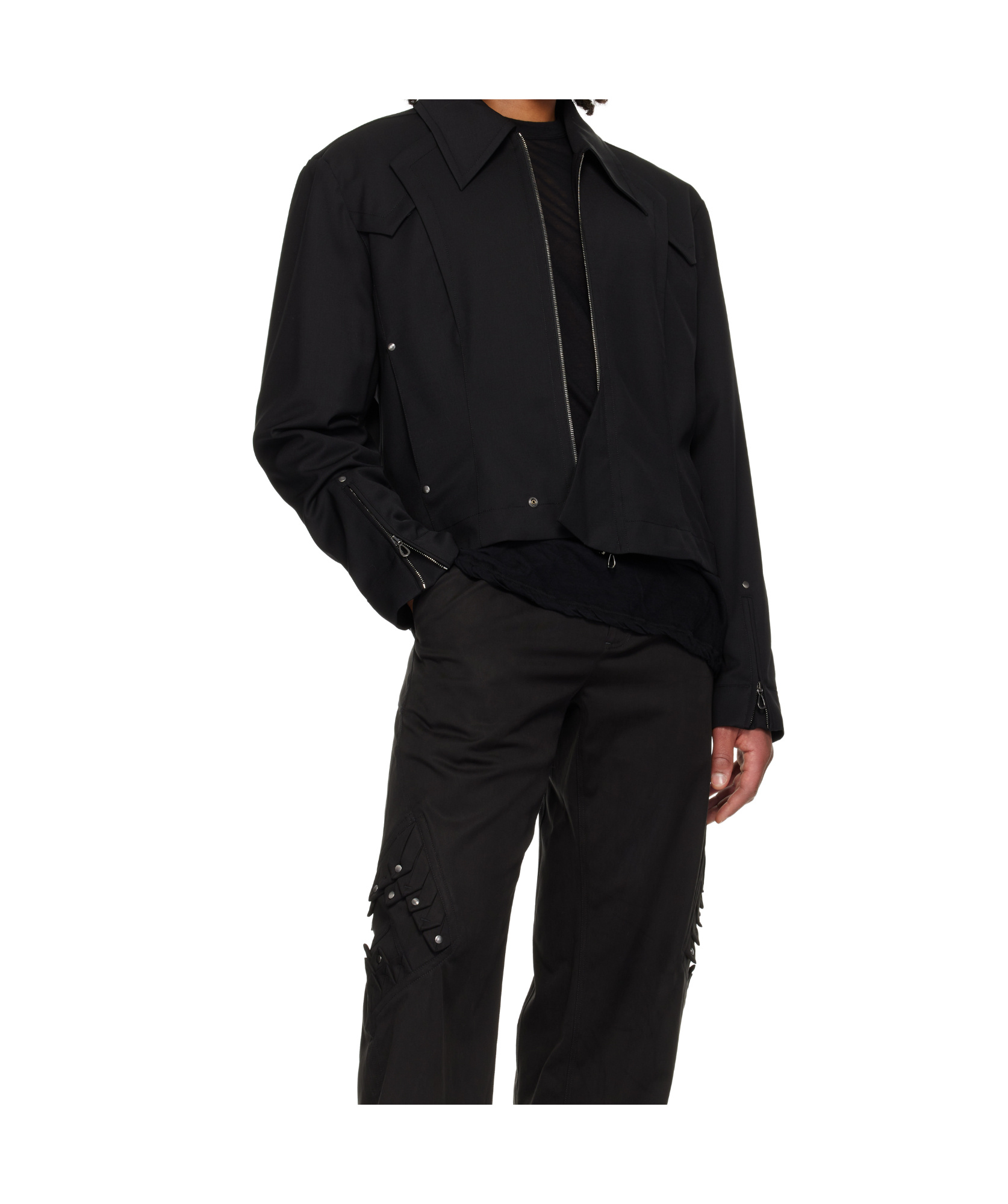 Kiko Kostadinov Kraner Cropped Blouson Jacket In Black