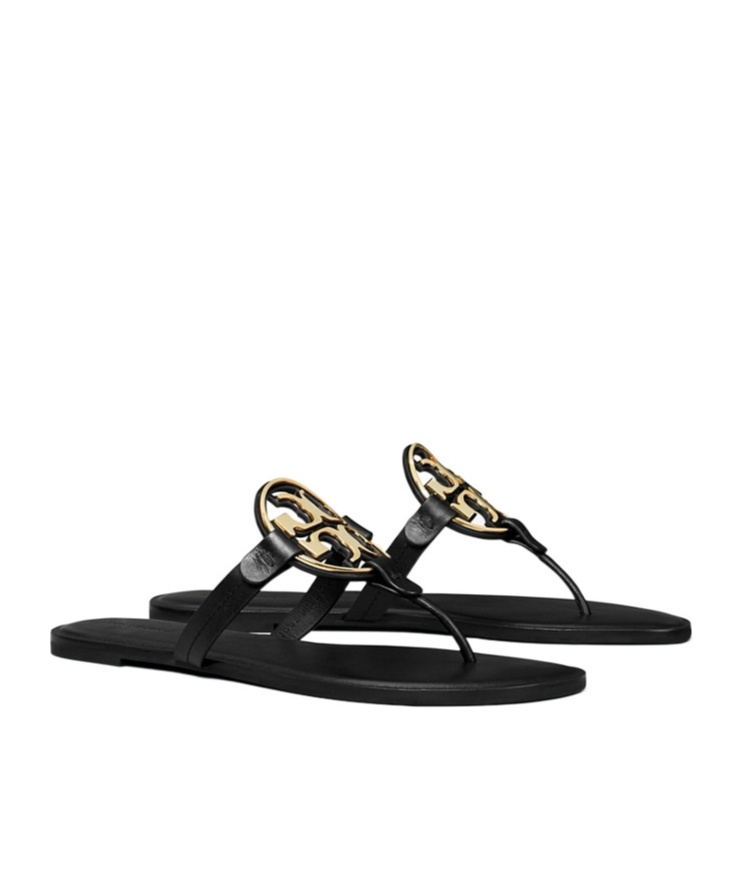 Tory Burch Miller Logo Thong Sandals In Black