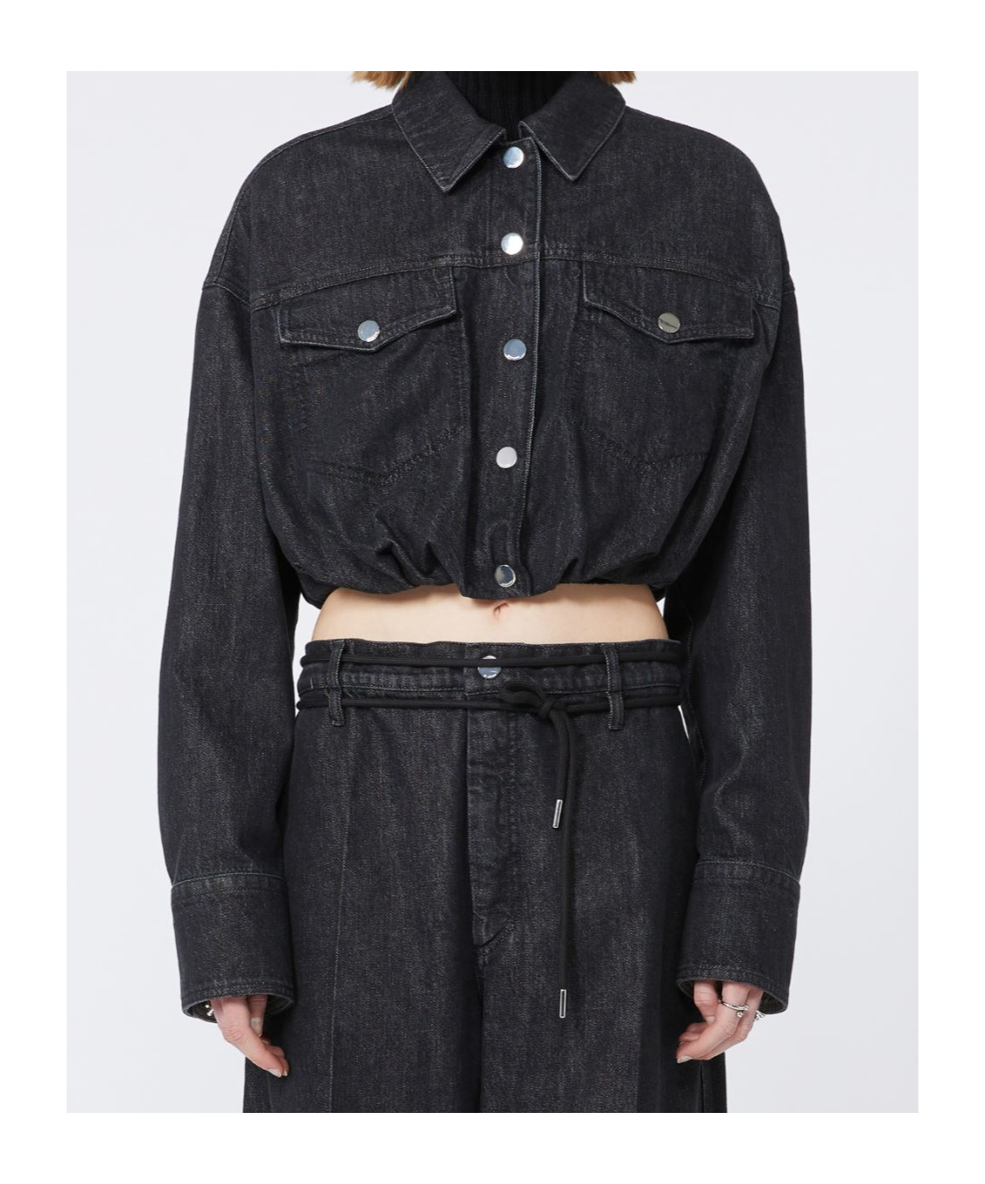 Sportmax Cropped Denim Jacket In Black