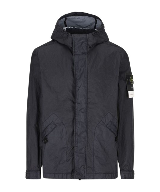 Stone Island Compass Patch Hooded Jacket In Blue