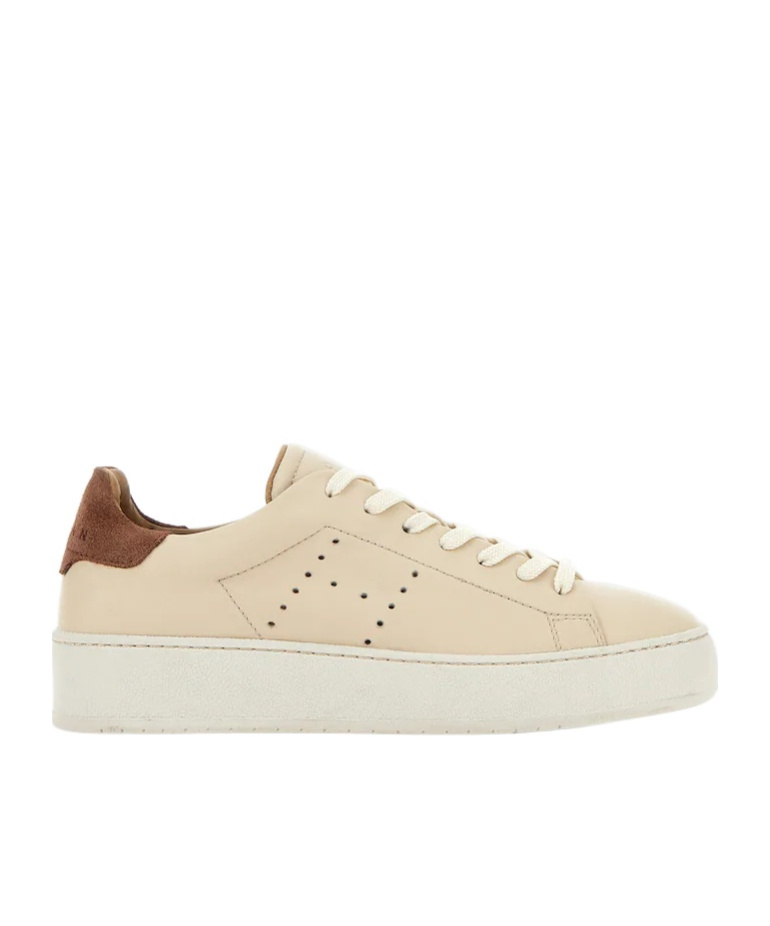 Hogan H672 Lace-up Leather Sneakers In Nude