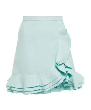 Giambattista Valli Ruffle-trimmed Crêpe Miniskirt In Blue