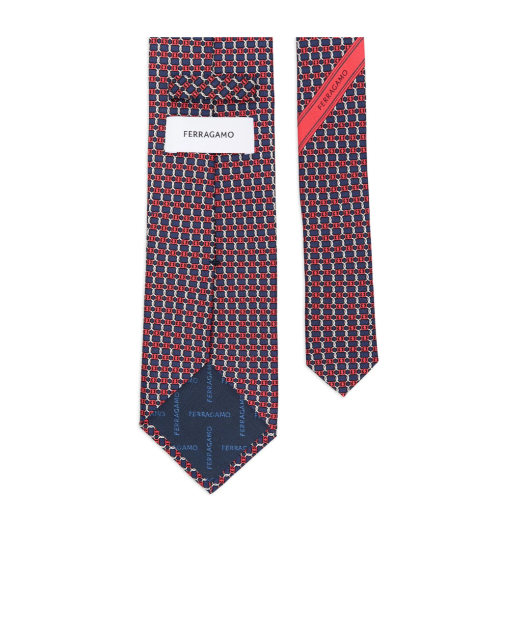 Ferragamo Geometric-pattern Silk Tie Contrast Trim In Multi