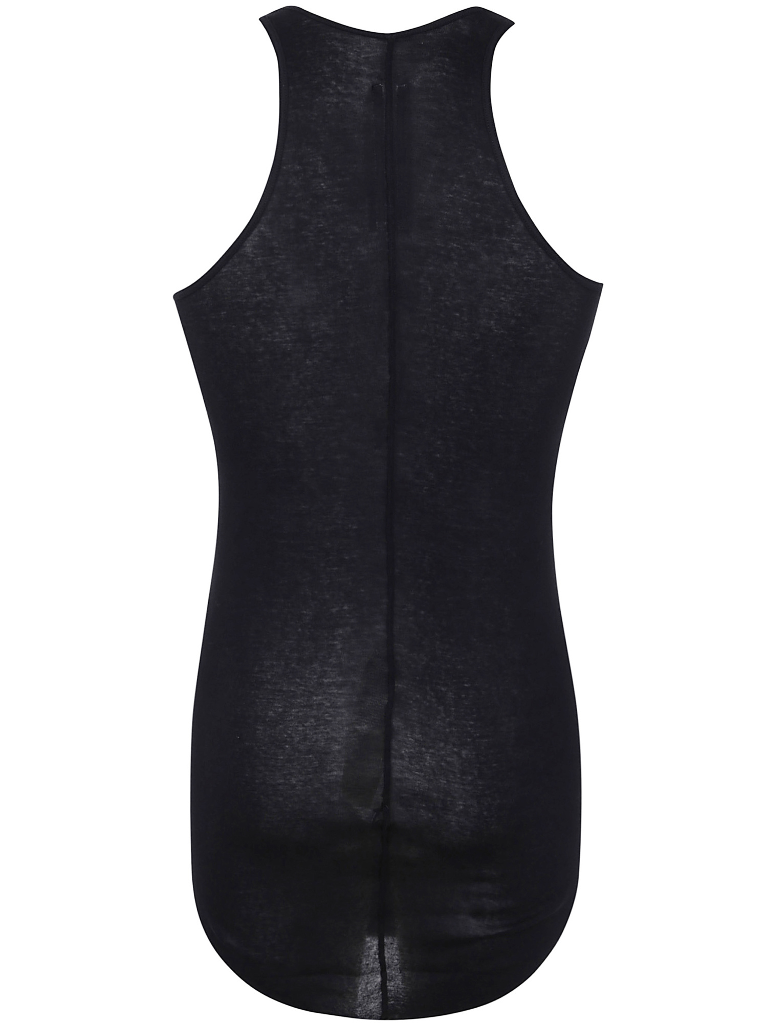 Rick Owens Black Tank Top With Curved Hem In Cotton Man In Black