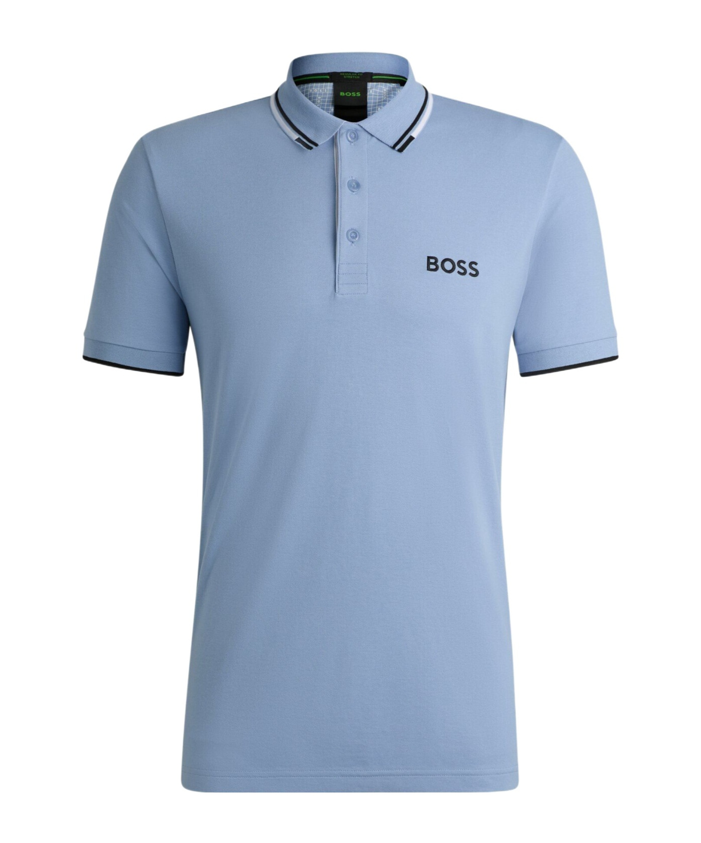 Hugo Boss Stretch-cotton Polo Shirt With Striped Tape Inserts In Blue