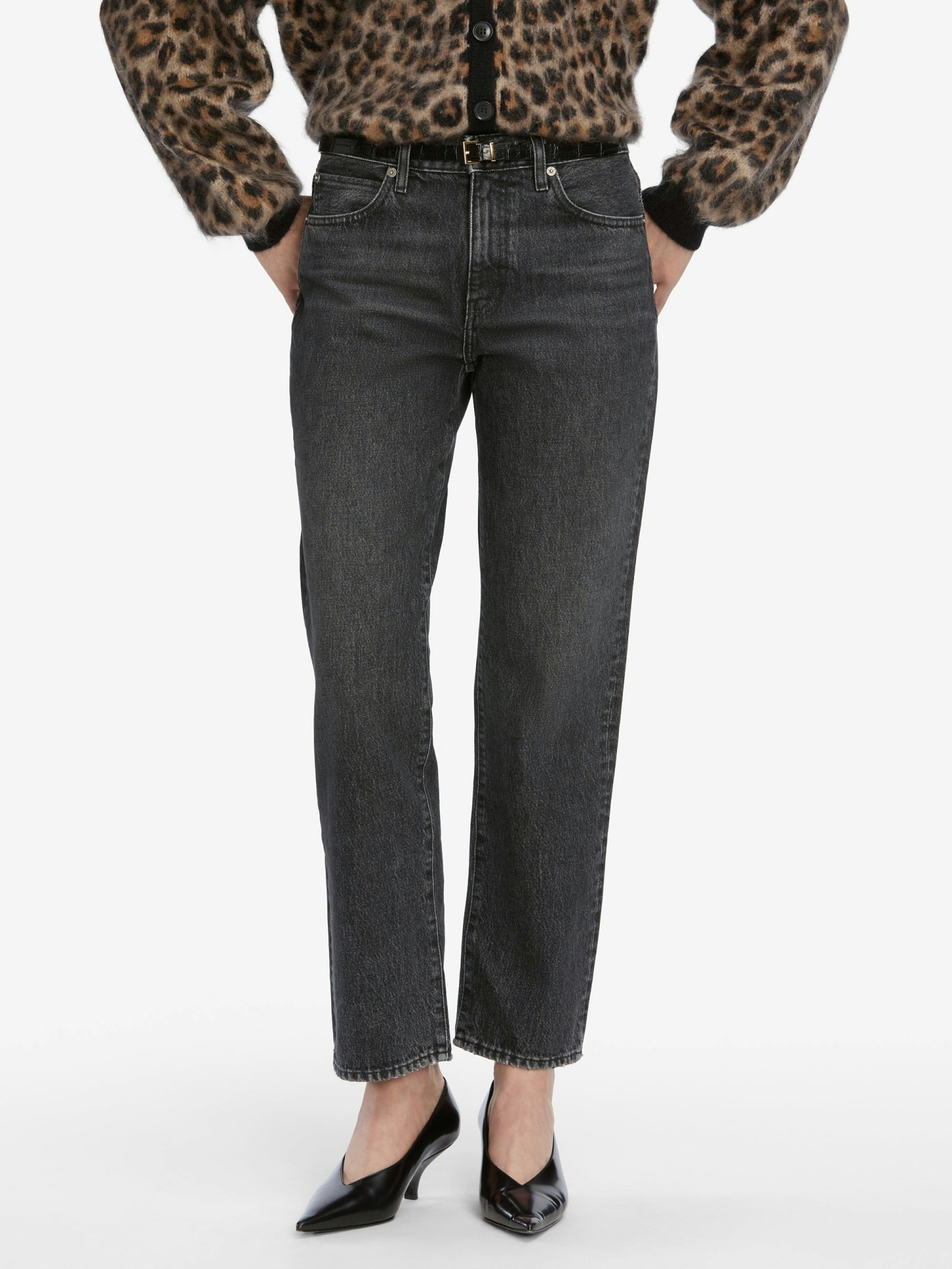 Frame Mid-rise Straight-leg Jeans In Black
