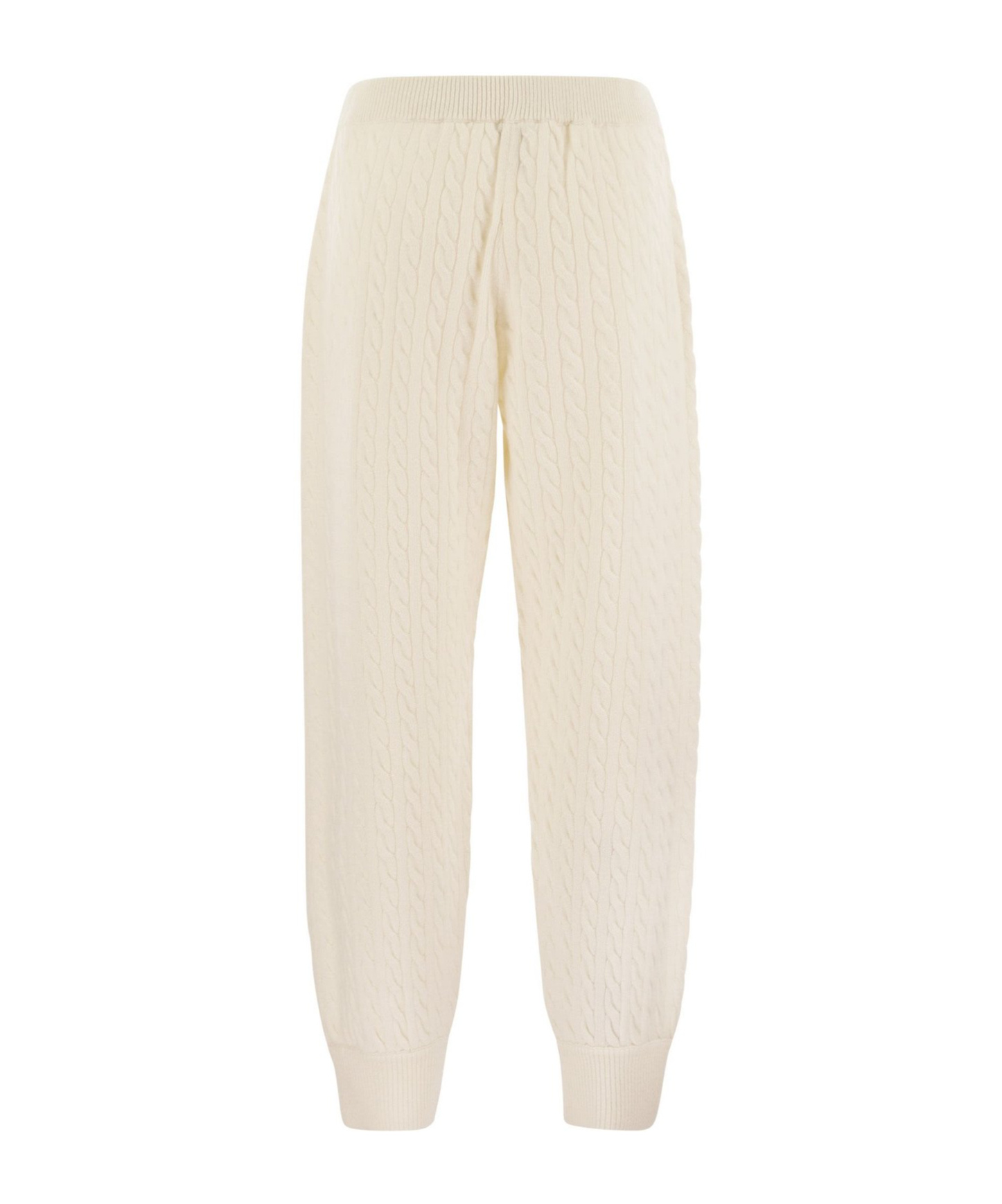 Brunello Cucinelli Women's Cashmere Cable Knit Trousers In White