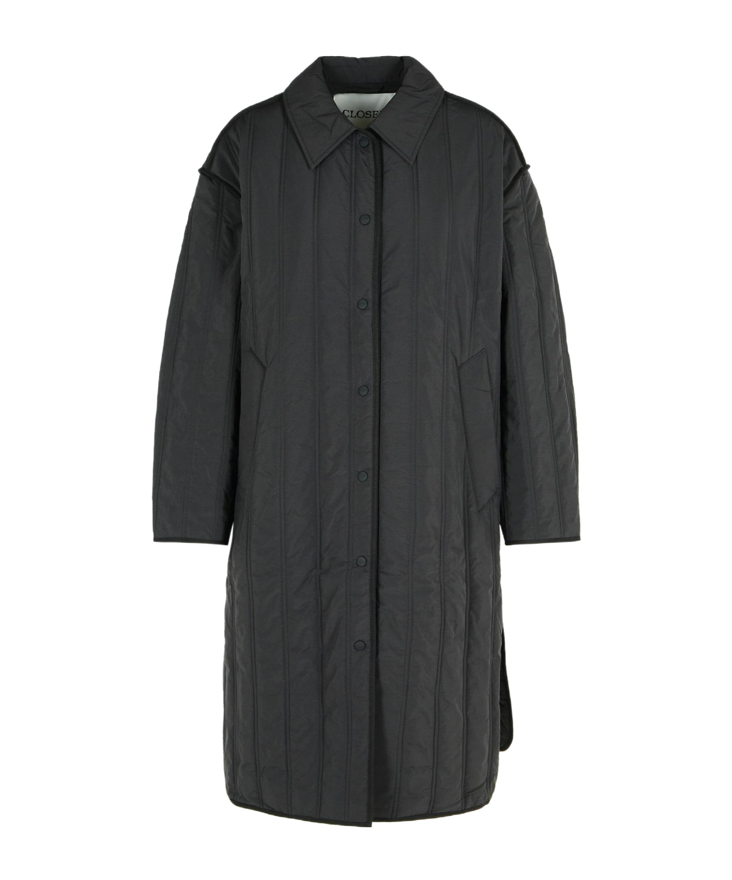 Closed Sewed Long-sleeve Down Jacket In Black