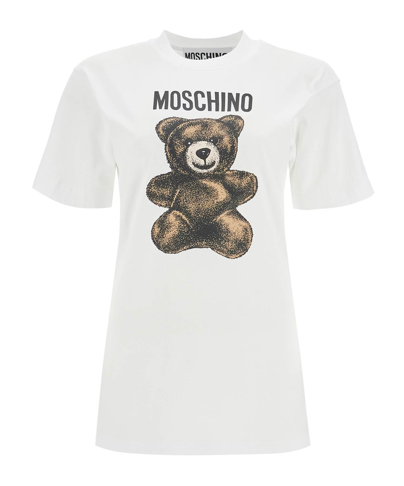 Moschino Logo Printed Cotton Jersey T-shirt In White