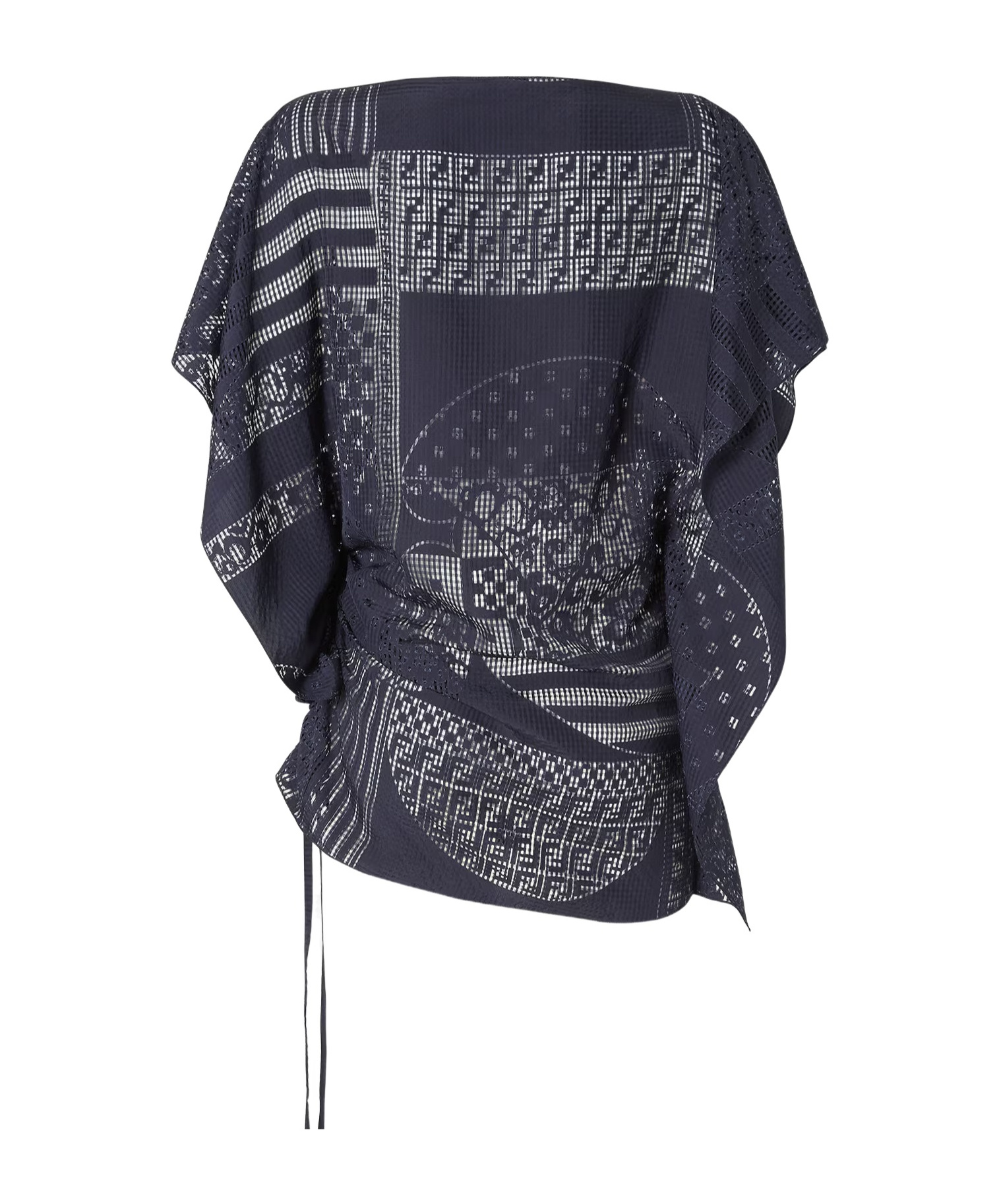 Fendi Blue Silk And Viscose Burnout Top