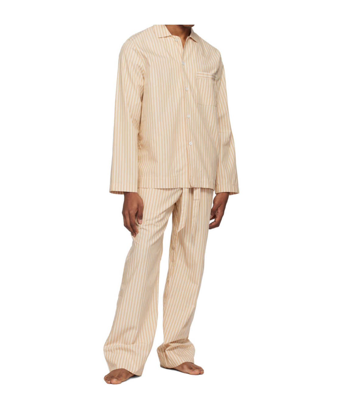 Tekla Striped Pajamas Trousers In Brown