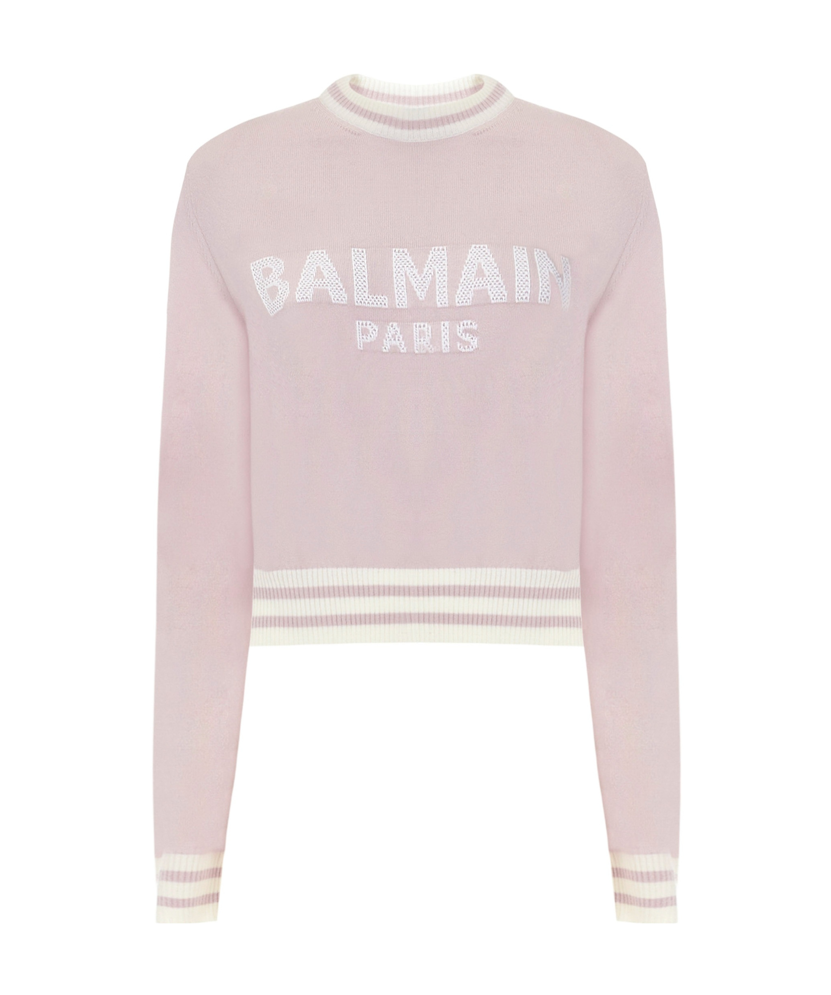 BALMAIN BALM TOP SWTSHRT CN LS CRPPD LOGO STRPD