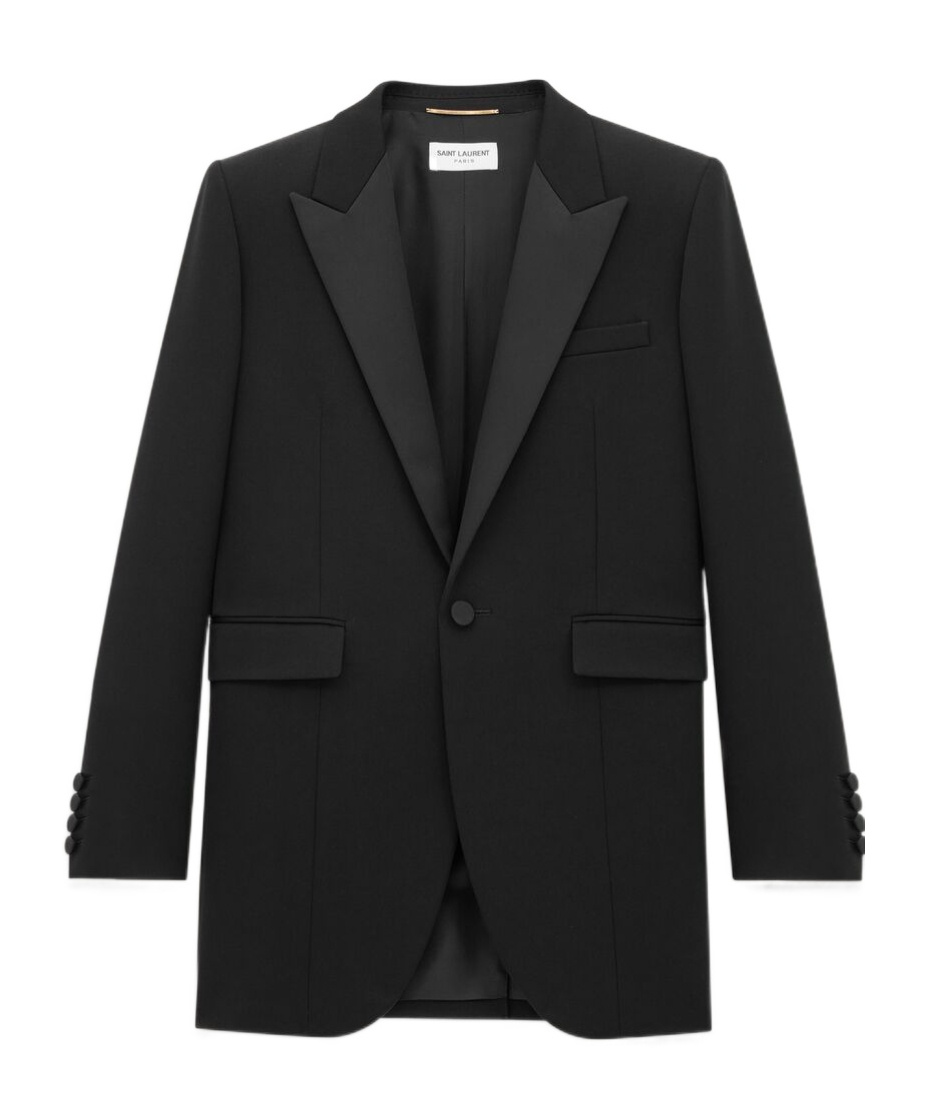 Saint Laurent Long-sleeved Suit Coat In Black