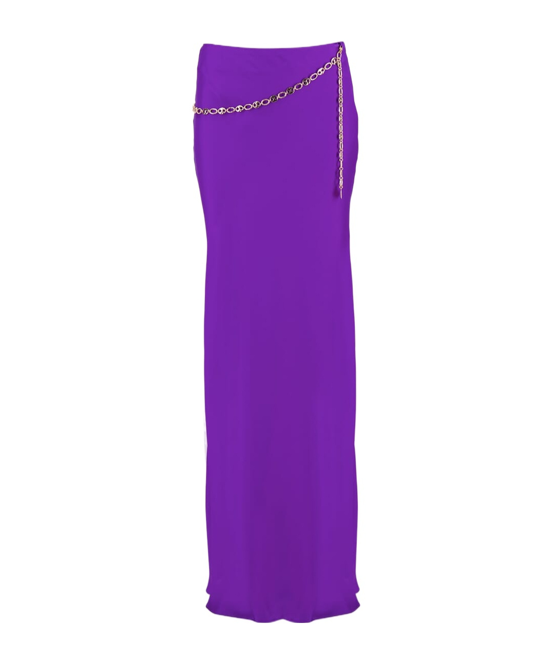 Rabanne Satin Long Skirt W/chain In Purple