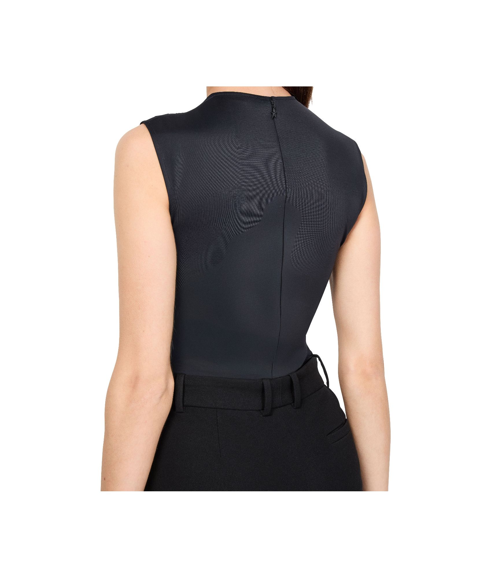 Mugler Round-neck Sleeveless Jumpsuit In Black