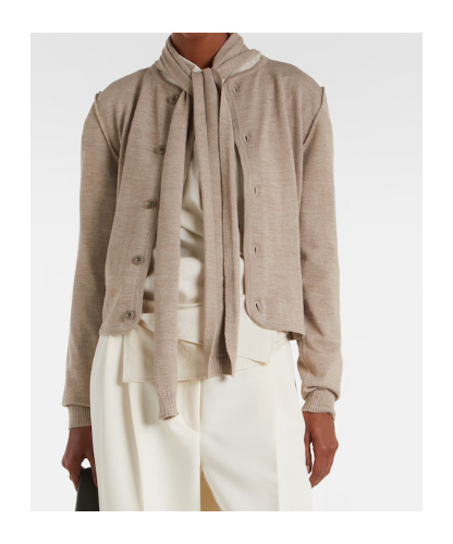 Lemaire Twisted Tie-detail Wool-blend Cardigan In Gray