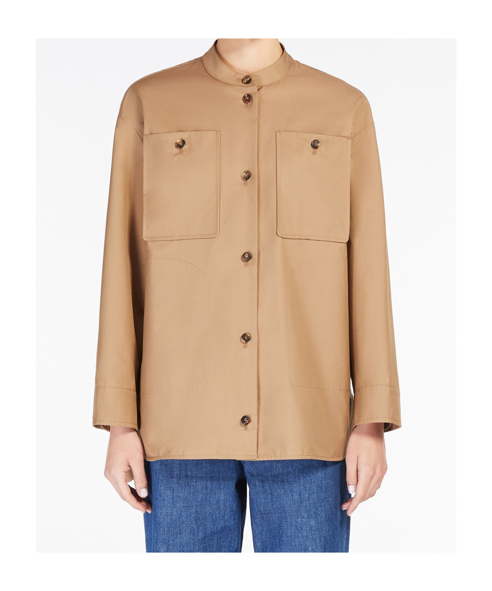 MAX MARA WATER-REPELLENT TWILL MANDARIN-NECK JACKET