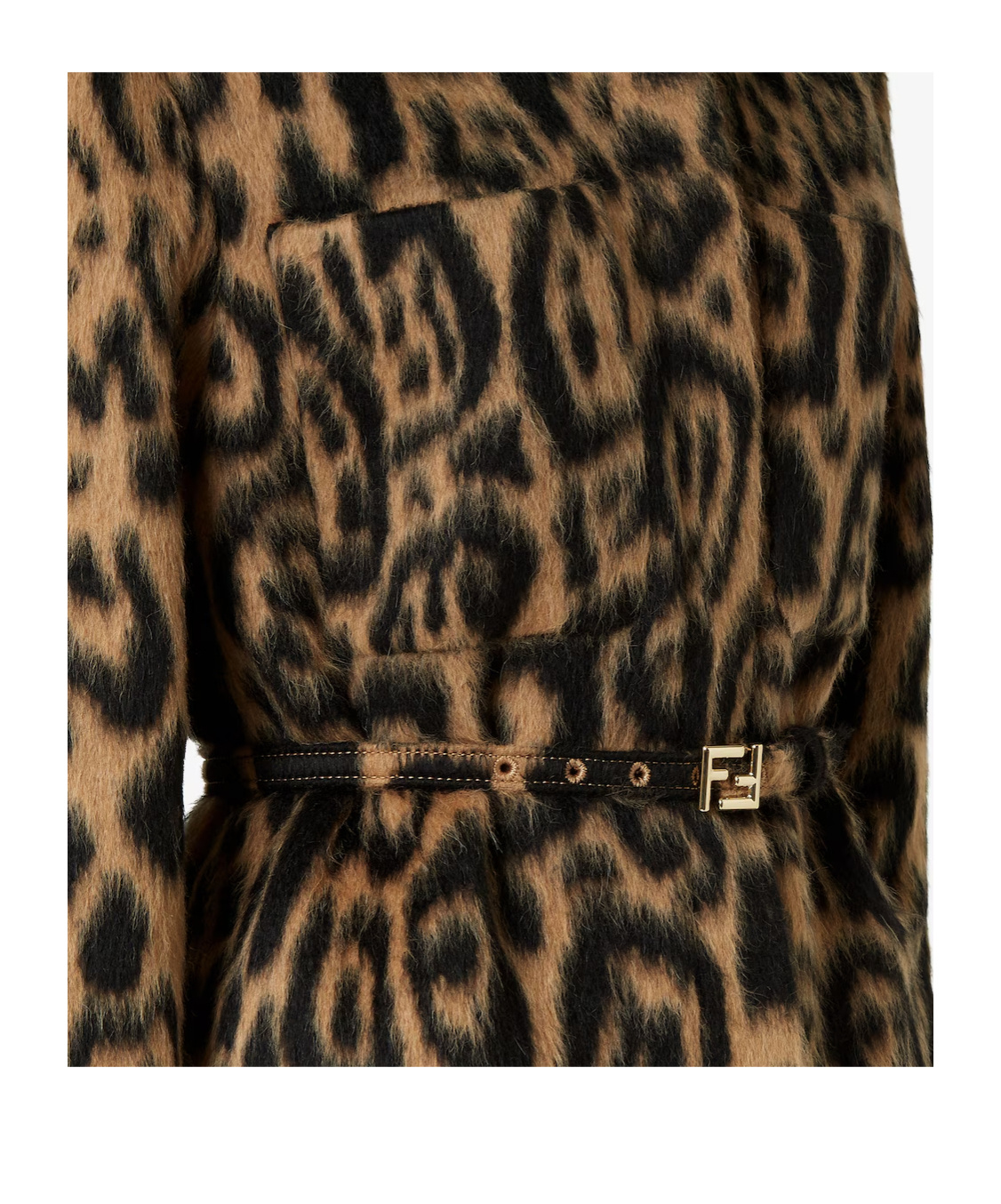 Fendi Go-to Jacket In Beige And Black Leo Wool In Animal Print