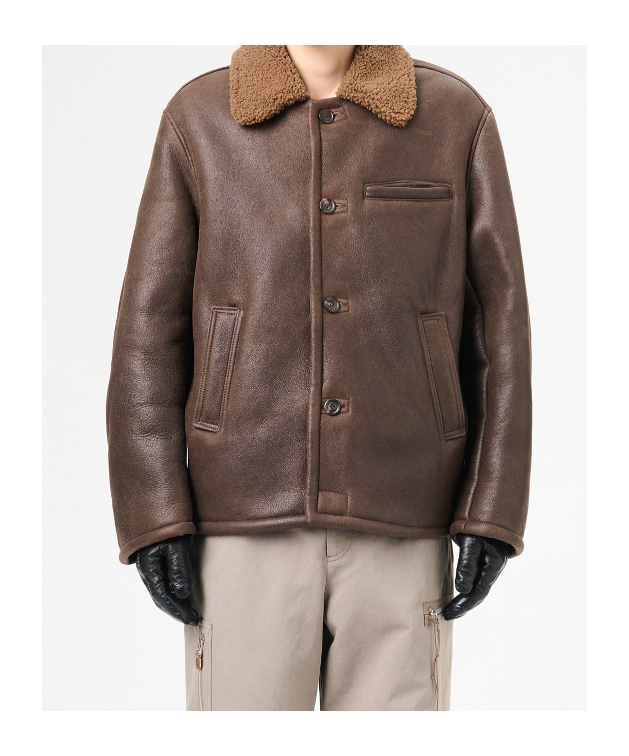 Our Legacy Brown Alaska Shearling Jacket In Black