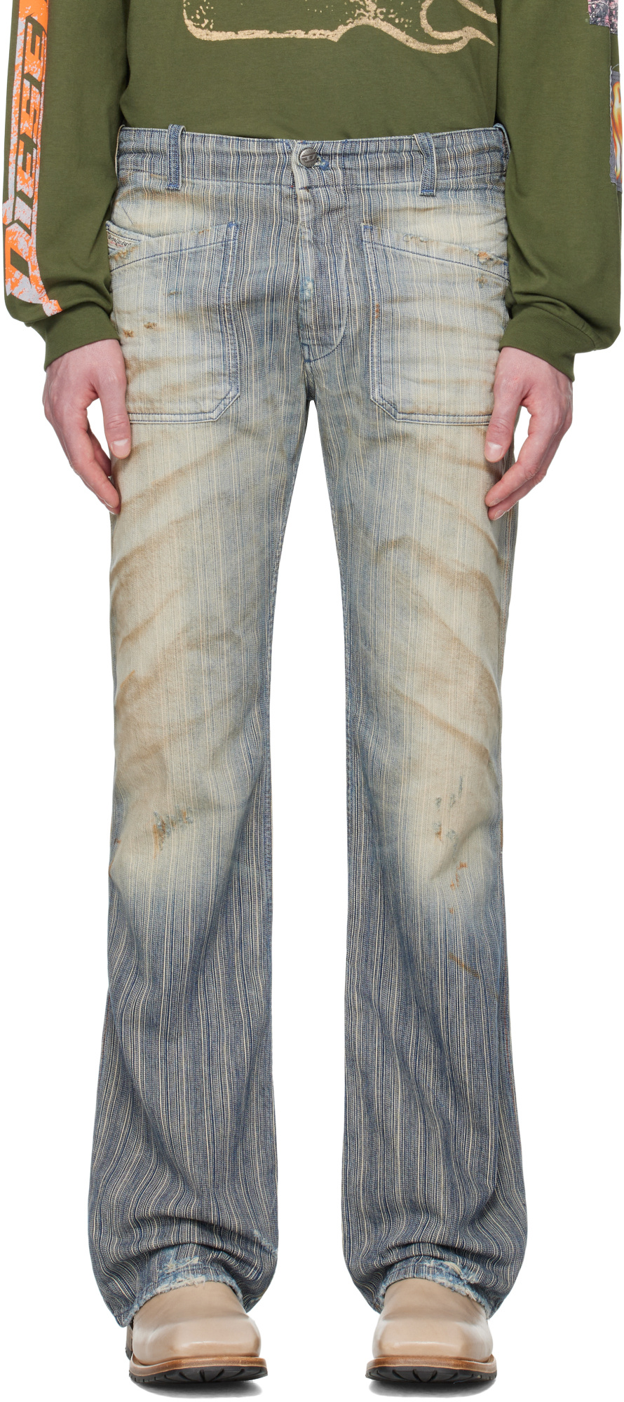 Diesel Blue Bootcut D-mooriz 09l55 Jeans In Medium Blue