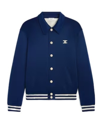 Celine Teddy Jacket In Double Face Jersey In Blue