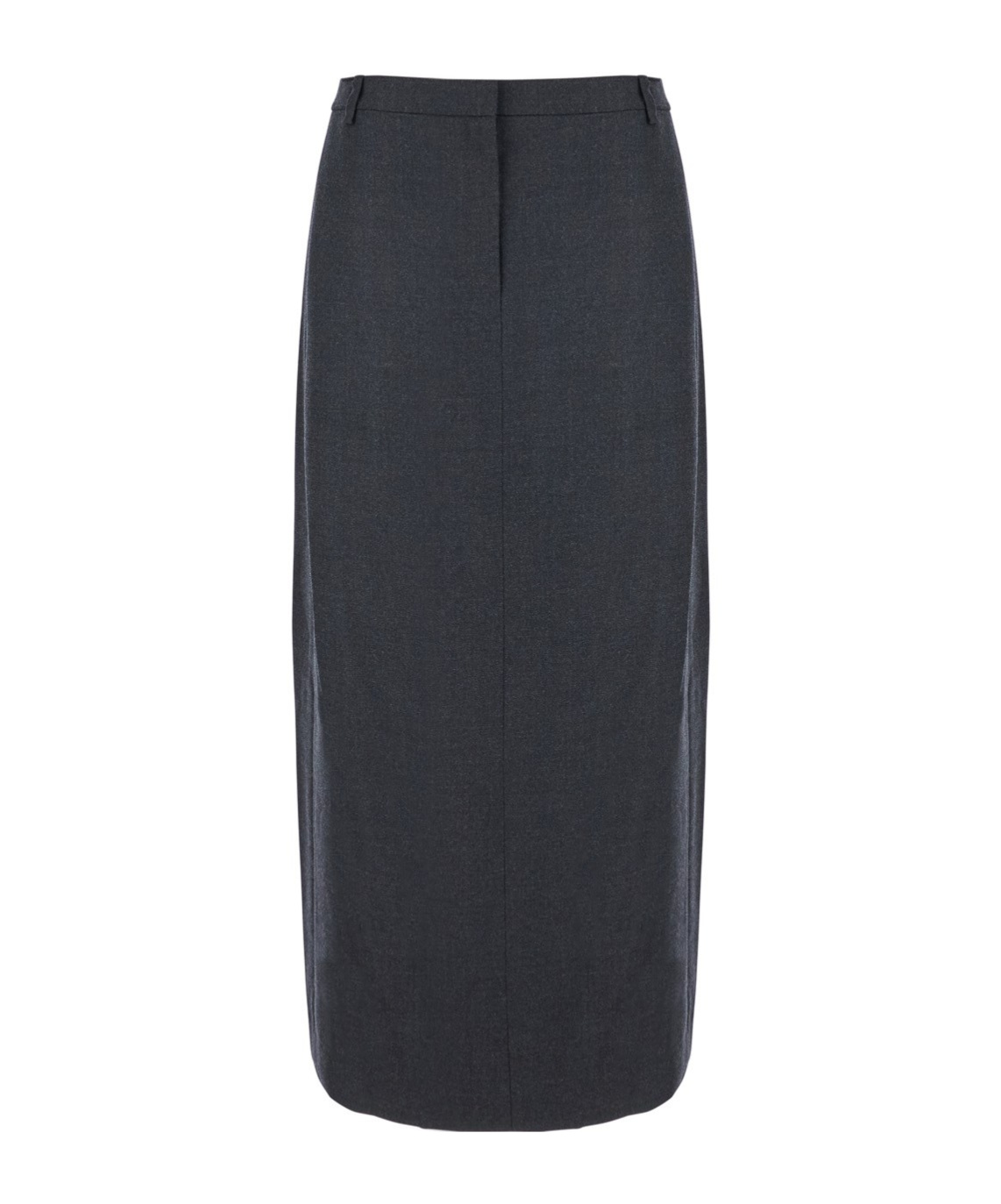 Theory Midi Grey Skirt With Slit In Wool Blend Woman In Black