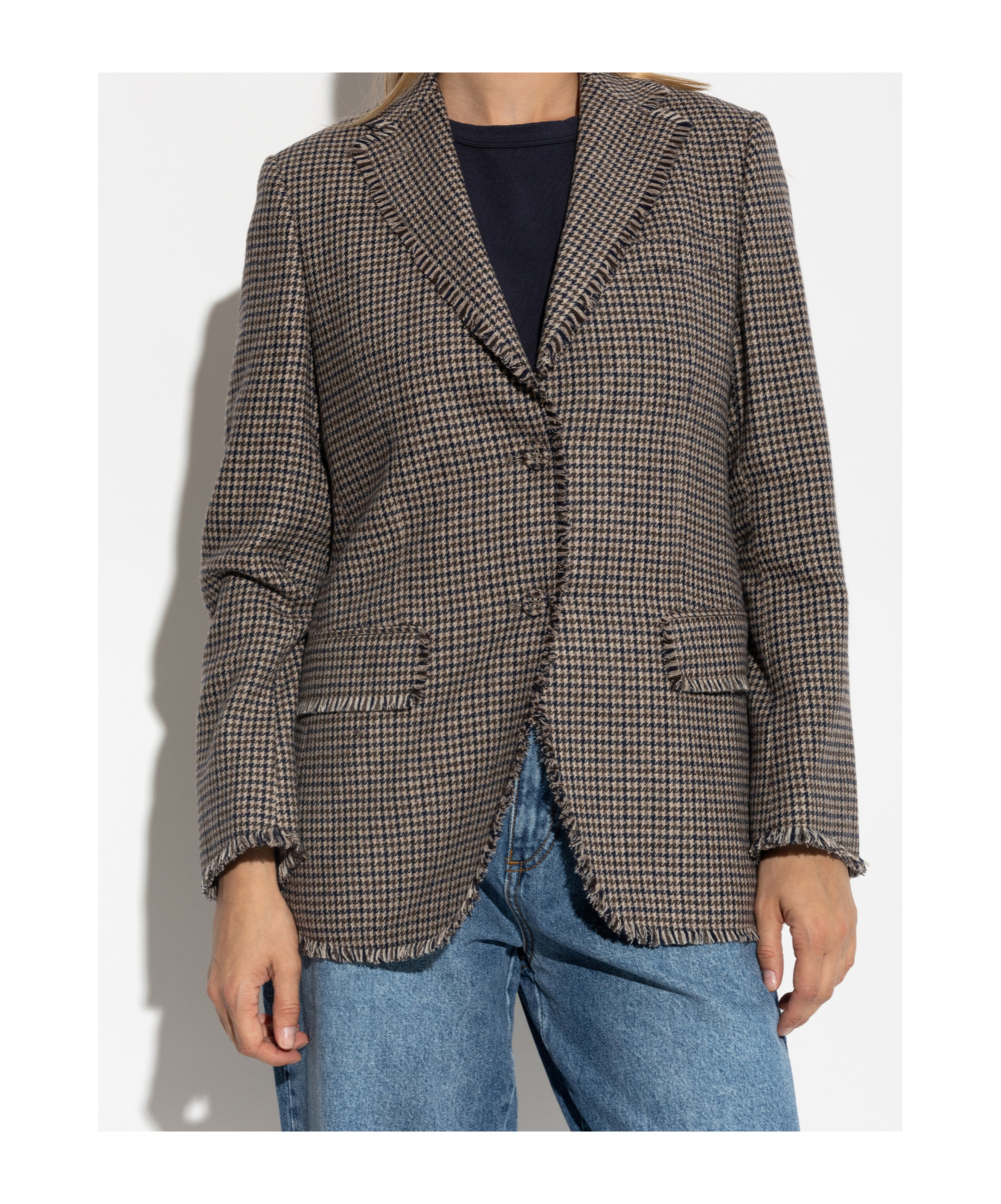 Officine Generale Houndstooth Single-breasted Blazer In Multi