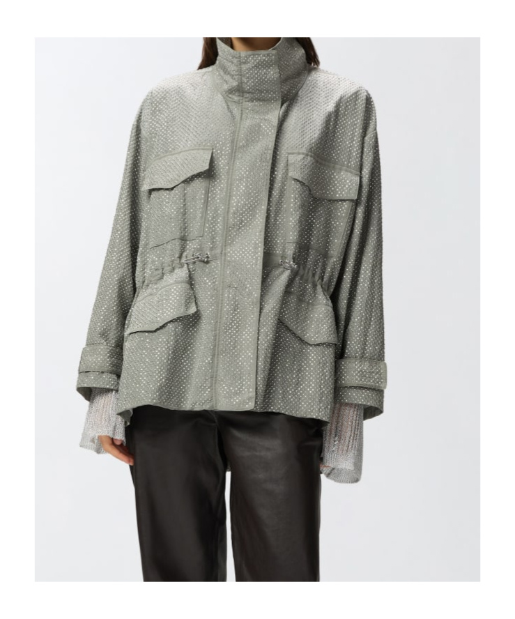 Shop Pinko Polka Dot-print Jacket In Gray