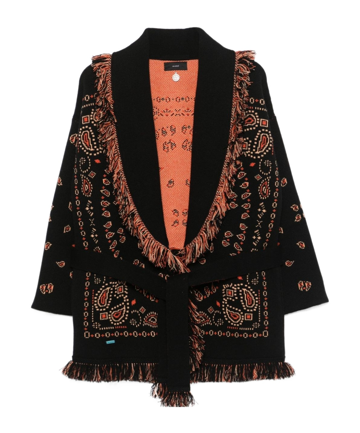 Alanui Intricately Patterned Black Cashmere Sweater In Black