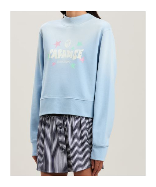 Palm Angels Paradise Fitted Crewneck Sweatshirt In Blue
