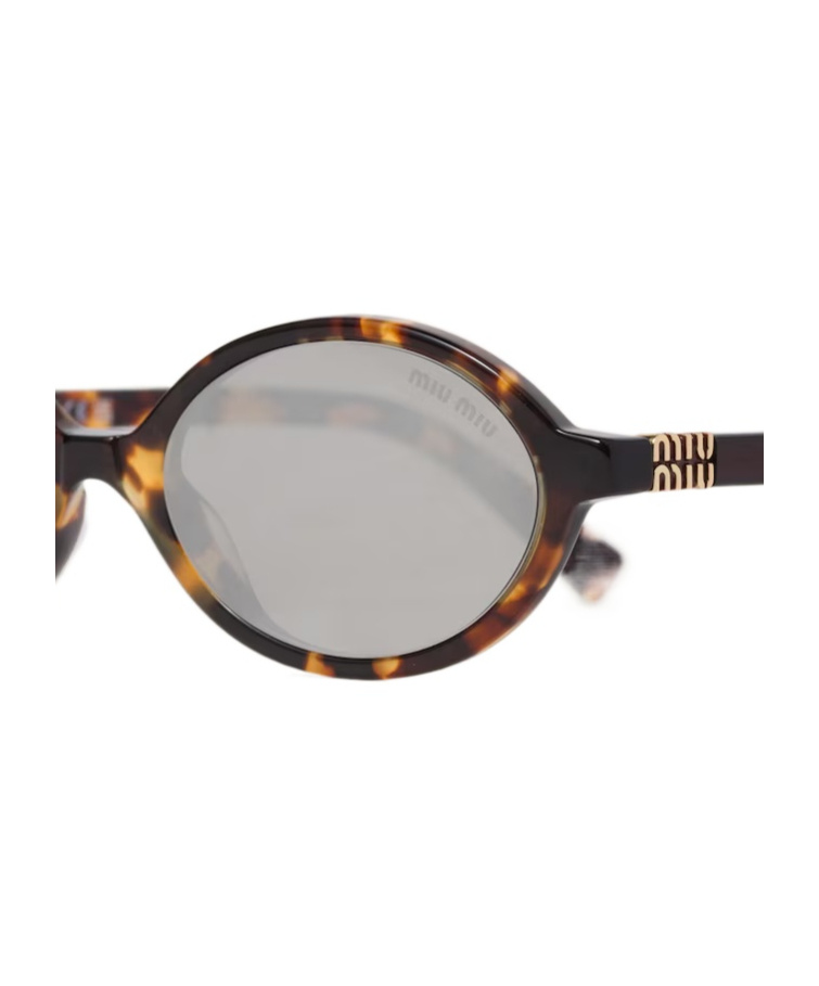 Miu Miu Brown Miu Regard Oval-frame Sunglasses In Gray