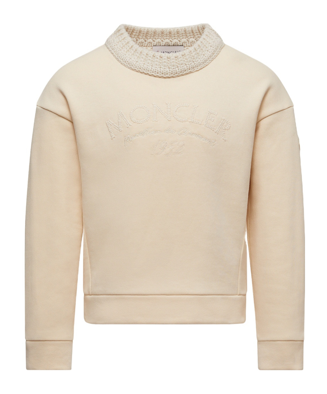 Moncler Embroidered Logo Cotton Sweatshirt In Yellow