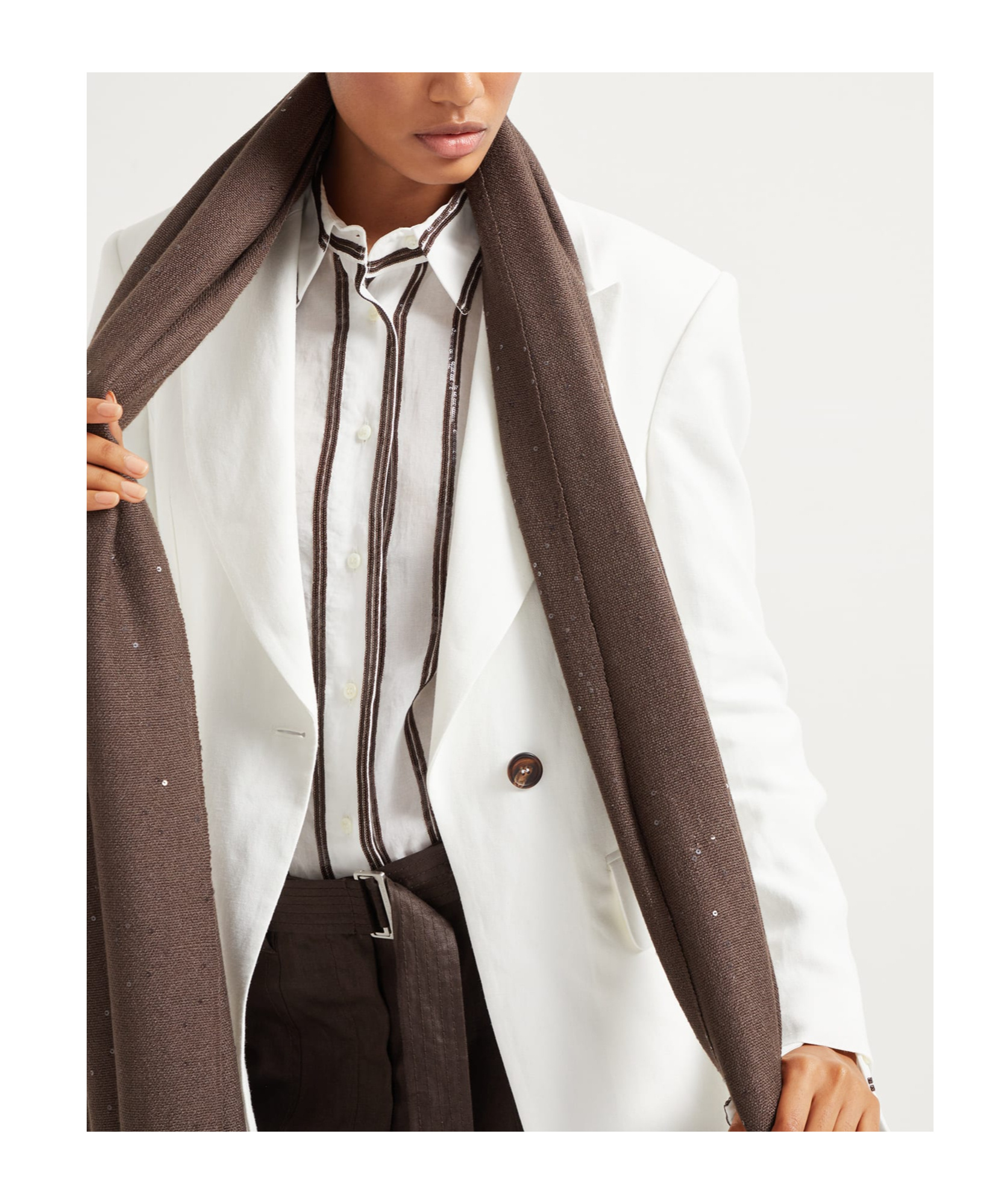 Brunello Cucinelli Sequin-embellished Scarf In Brown